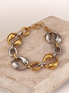 Two-Tone Gold and Silver Link Bracelet for Women